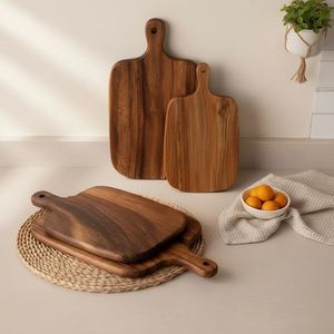 Planche à découper en bois d'acacia durable, forme rectangulaire, épaisseur 1,2 cm, passe au lave-vaisselle, fabriquée à la main pour la préparation de viande, fruits et légumes - Product Image 5