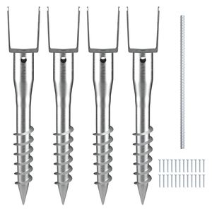 Set da 4 Ancoraggi a Terra Senza Scavo 10x7x70 cm, Pali a Vite Fai-da-te con 6 Bulloni a L, a Forma di U, Resistenti per Uso Permanente - Product Image 1