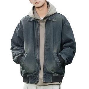 แจ็กเก็ตผ้ายีนส์ซักโอเวอร์ไซส์มีซิปเสื้อโค้ทยีนส์คอปกพับลงแบบลำลองแนวสตรีทแวร์แนววินเทจของผู้ชายสำหรับฤดูใบไม้ผลิฤดูใบไม้ร่วง - Product Image 6