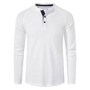 Camiseta Henley de Algodón con Textura Waffle para Hombre, Talla Grande, Cuello en V, Manga Larga, Estilo Casual, Color Sólido, Otoño, Transpirable - Product Image 6