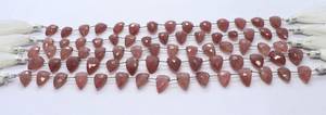 Perles facettées naturelles en forme de nœud fraise 8x12-9x13MM, perles triangulaires en pierre précieuse fraise 8 pouces, perles facettées fraise pour bijoux - Product Image 3