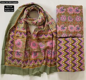 Premium Hand Block Printed Cotton Fabric <b>Dress</b> Material Wholesale Unstitched 3 Piece Indian Ethnic Suit Sets For Boutiques - Product Image 5
