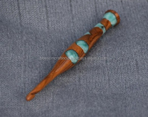 Custom Handmade Epoxy Wooden Crochet <b>Hook</b> for Knitting Craft <b>Tools</b> With Glossy Finish and Durable Premium Materials - Product Image 1