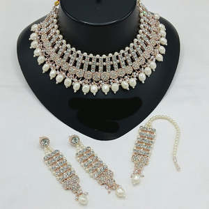 Juego de Collar de Diseño Jewelemarket con Piedras Austriacas Brillantes y Perlas, Joyería Fina-10575611DGR - Product Image 1