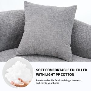 4 Seater Grey Chenille Fabric 30D <b>Sofa</b> 60 Hardness Full <b>Sponge</b> with 4 Pillows <b>for</b> Home Living Room Furniture - Product Image 4