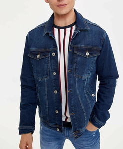 Custom <b>Men</b> <b>Denim</b> <b>Jacket</b> Solid Winter Vintage Washed Cotton Casual Outerwear Slim Fit Button Durable Front OEM ODM Private Label - Product Image 3