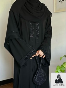 Solid Black Long Hijab Rhinestone Sparkle Modest Headscarf Breathable Lightweight Islamic Scarf for Daily Wear - Product Image 2