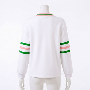 <b>Custom</b> White Fleece Cardigan Unisex Fit White Green Pink Button Front Premium Casual Varsity Style Greek Apparel - Product Image 5