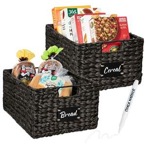 Handcrafted Water Hyacinth Storage Basket Set Woven Pantry Basket Organizer <b>Bin</b> Perfect For Kitchen Counter Shelf Storage - Product Image 3