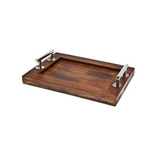 Natural Solid Wood Serving Tray Premium Wooden Breakfast Tray For Dining Kitchen Coffee Tea Food Serving And <b>Home</b> Decoration - Product Image 2