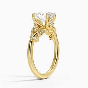Anillo de Compromiso Hiddan Halo con Tres Diamantes de Corte Ovalado, Chapado en Oro de 14K, Plata 925, Unisex, Inspirado en la Naturaleza, con Moissanita - Product Image 2
