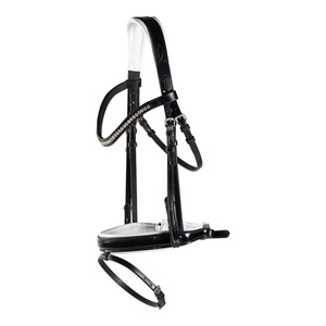 Brida de Cuero Negro de Primera Calidad con Diadema de Cristal para Caballo - Product Image 1