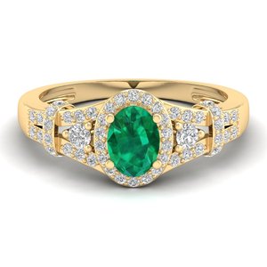 REYES Timeless Design 925 Sterling <b>Silver</b> Moissanite Engagement <b>Rings</b> Oval Cut 0.75 Carat <b>Emerald</b> Gemstone Jewelry For Women - Product Image 1