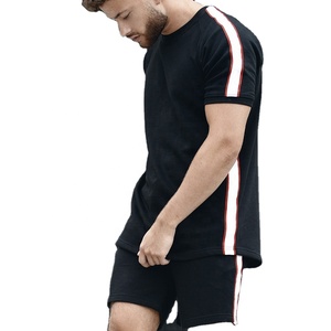 Conjunto Deportivo de Algodón Rosa para Hombre, Manga Corta, Cuello Redondo, Color Sólido, Pantalones Cortos Casuales de Verano, Corte Regular, Ligero y Transpirable - Product Image 1