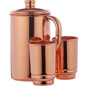 Ayurvedic Healing Luxury Pure Copper Water Pitcher Yoga Wellness Gift Handmade Smooth Sports <b>Storage</b> Jug with Cover - Product Image 5