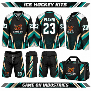 Ensemble de tenue de hockey sur glace personnalisé par sublimation, maillot respirant, pantalon, sac de voyage, fournisseur direct d'usine pour la vente en gros - Product Image 1