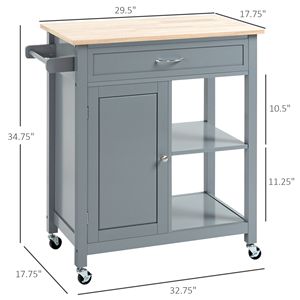 Carrello da Cucina Moderno in MDF con Piano in Legno, Design Portatile ed Ecologico - Product Image 3