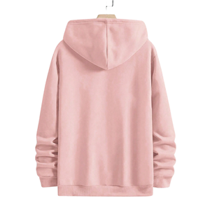 Mens <b>Pink</b> Pullover <b>Hoodie</b> Long Sleeve Fleece Sweatshirt Casual Streetwear Hooded Top Kangaroo Pocket Warm Comfy Daily Wear - Product Image 2