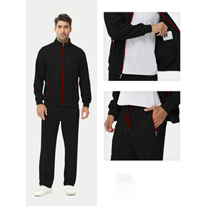 Conjunto Deportivo de Invierno para Hombre, Tallas Grandes, Color Sólido, Corte Regular, Informal, con Bolsillos Ecológicos, Orientado a la Exportación - Product Image 4