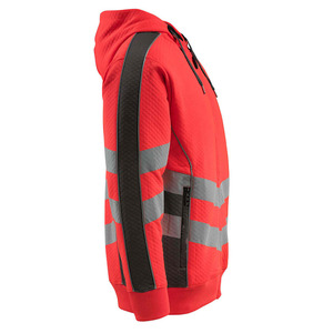 Men's <b>Red</b> Reflective Hooded Fleece <b>Jacket</b> With Zipper Closure Workwear Style Winter Wear - Product Image 4
