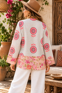 <b>Women</b>’s Boho Floral Shirt, Handmade Cotton Patchwork Top, Long Sleeve Printed Shirt - Product Image 2