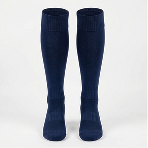 Chaussettes hautes pour hommes, couleur unie, tricotées, respirantes, en coton et élasthanne, style sport, automne, style classique - Product Image 1
