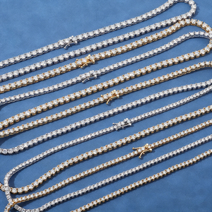 Collier Hip Hop de Luxe en Or Blanc et Jaune avec Chaîne Tennis Ronde en Moissanite et Sertissage à Quatre Griffes - Product Image 4