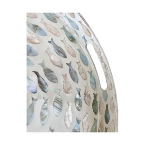 ถาดไม้ไผ่ทรงกลมลายปลา งานแฮนด์เมด ตกแต่งบ้านสไตล์ชายทะเล - Product Image 3