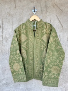 Ropa Unisex Ecológica, Transpirable, de Algodón, con Bordado Suzani, Estilo Étnico Indio, Boho, Floral, Hecha a Mano, para Otoño e Invierno, Color Marrón Vintage - Product Image 1