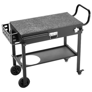 Carrello per Barbecue da Esterno Pieghevole con Piano di Lavoro 31.0 x 17.0 Pollici, Porta Tovaglioli e Ruote - Product Image 1