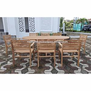 Modern Style Teak Wood Patio <b>Garden</b> Lightweight <b>Chairs</b> Outdoor Oval Dining Table Leg Cross for Courtyard Villa Hotel Indonesia - Product Image 5