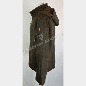 Veste de chasse d'hiver respirante en laine 100% de qualité supérieure, design luxueux personnalisé, fermeture éclair sur le devant avec capuche pour homme, modèle Maine Guide - Product Image 3