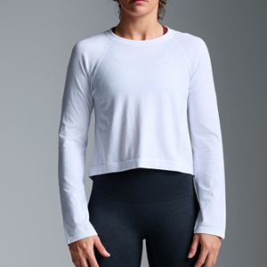 Camiseta de Manga Larga Elástica de Algodón para Mujer, Cuello Redondo, Básica, Lisa, Informal, a la Moda - Product Image 4