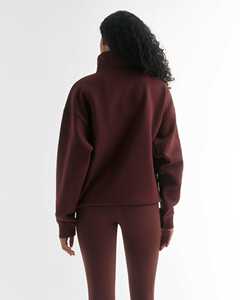Best Quality Winter Women's Half Zip Oversized <b>Stand</b> Collar Sweatshirts <b>Drop</b> Shoulder Loose Fit Women's Custom Sweatshirts Wear - Product Image 2