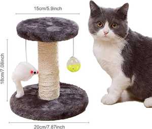 Griffoir pour chat moderne classique en bois et plastique, petit arbre à chat, tour en sisal naturel, perchoir, boule en peluche, mobilier pour petits chats - Product Image 2