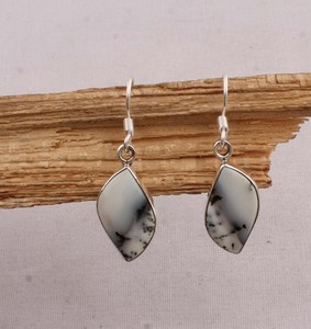 925 <b>Sterling</b> <b>Silver</b> Dendritic Agate <b>Earrings</b> Natural Gemstone Leaf Shape <b>Dangle</b> <b>Earrings</b> Handmade Jewelry for Women Wholesaler - Product Image 4