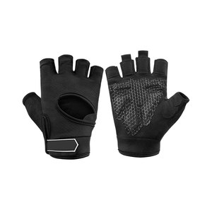 <b>Half</b> Finger Gym Gloves Pink Black PU Leather Mesh Breathable Non <b>Slip</b> Adjustable Wrist Strap for Fitness Weight Lifting Training - Product Image 3