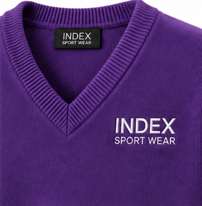 Suéter de Punto con Cuello en V para Hombre, Marca INDEX, Color Morado, Manga Larga, Ropa Deportiva - Product Image 6