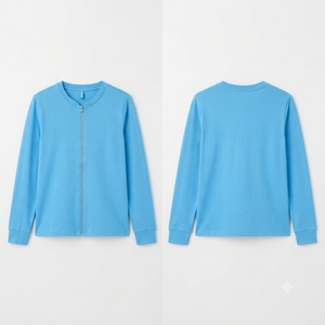 Camiseta Casual de Punto para Mujer, de Manga Larga, Cuello Redondo, Cierre Frontal con Cremallera, Color Sólido, Corte Regular, para Todas las Temporadas - Product Image 2