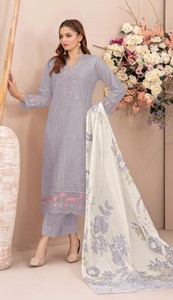 Faux Georgette Semi-<b>Stitched</b> Salwar Kameez with Embroidery Work-Modern Style for Wedding Prom & Party Occasions - Product Image 3
