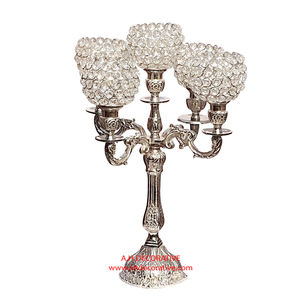 Candélabre en argent attrayant 5 bras avec bol en cristal Antique métal fait à la main bol en cristal candélabre de pièce maîtresse pour la décoration - Product Image 3