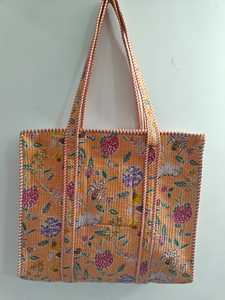 Bolso Tote Kantha Acolchado Hecho a Mano, Bolso de Mano de Algodón Estampado, Bolso de Moda para Compras, Playa y Uso Diario - Product Image 5