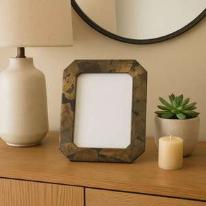 <b>Antique</b> Resin Inlay Photo <b>Frame</b> Handmade Wall Mount Vertical Orientation - Product Image 5