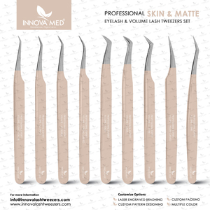 Colección de Pinzas Profesionales de Precisión Antiestáticas para Extensión de Pestañas, Acabado Multicolor: Arcoíris, Titanio, Oro, Plata, Blanco Mate - Product Image 4
