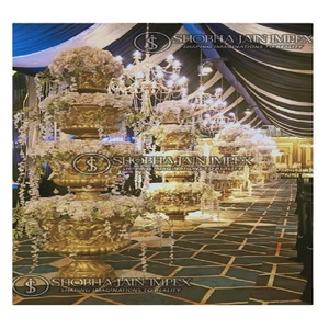 Fiber Golden Flourish <b>Artificial</b> <b>Flower</b> Pot for Wedding Garden Use-Lightweight & Durable - Product Image 1