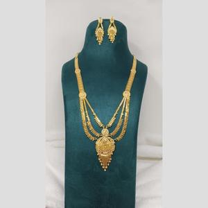 Beautiful Forming Gold Plated <b>Statement</b> <b>Necklace</b> Set – Ethnic Bridal Jewelry with Matching Earrings for Women and Girls - Product Image 1