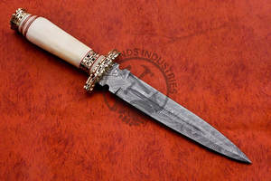 Nueva Edición Cuchillo de Hoja Fija de Acero de Damasco Personalizado, Cuchillo Dogger Coleccionable, Cuchillo de Caza con Mango de Hueso, Cuchillo de Supervivencia con Funda - Product Image 5