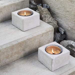 Marble Candle Holder Natural White Marble Candlestick Square Concrete <b>Tea</b> <b>Light</b> Holder - Product Image 1