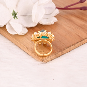 Anillo de Latón con Apatita, Perla e Hidrochapado, Hecho a Mano, Ajustable, Joyería con Piedras Preciosas para Mujer - Product Image 5