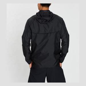 Vestes de sport décontractées pour hommes, en polyester noir personnalisé, vestes à capuche pour hommes, manteaux coupe-vent - Product Image 3